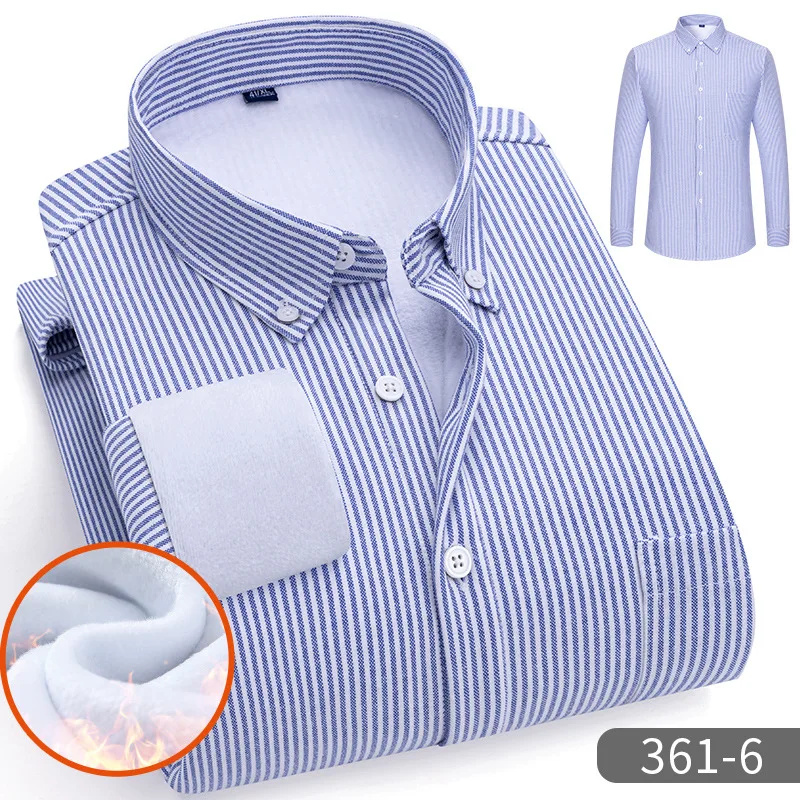 Camicia casual spessa da uomo in pile Oxford scozzese caldo stile classico vestibilità regolare in velluto di grandi dimensioni abiti di marca maschile L-5XL