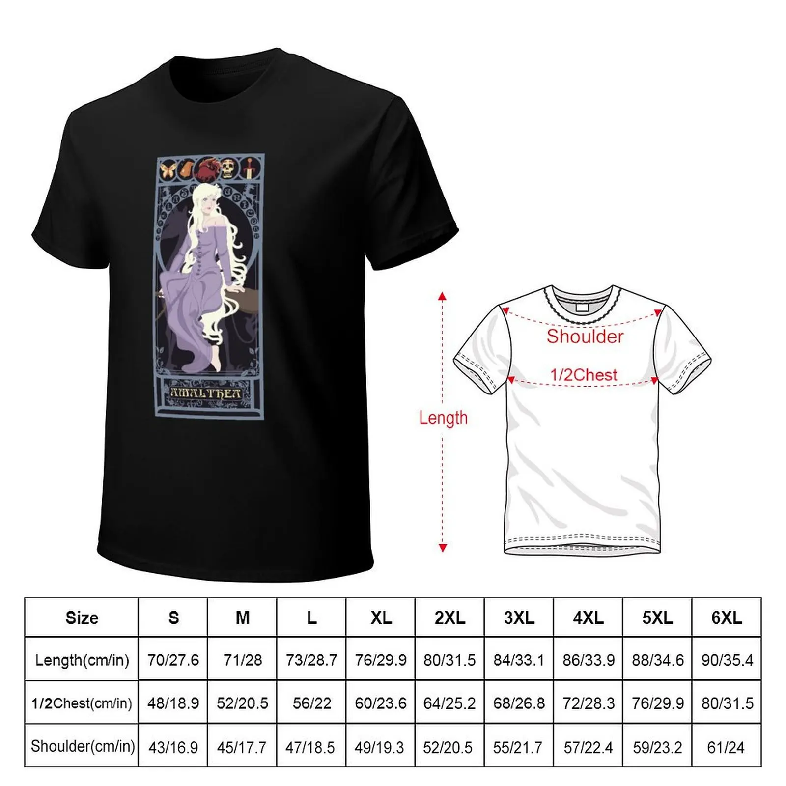 Amalthea Nouveau - The Last Unicorn T-Shirt anime blanks graphic tee shirt plain black t shirts men