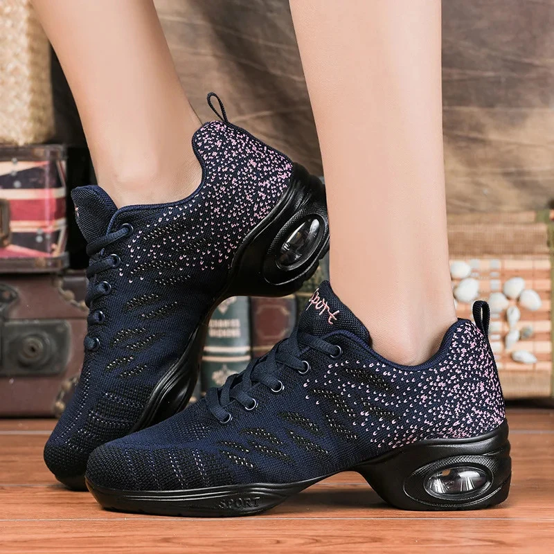 Women Dance Practice Shoes Design Dance Shoe For Woman Soft Sole Modern Dance Shoes Mesh Ladies Dance Trainers Sneakere