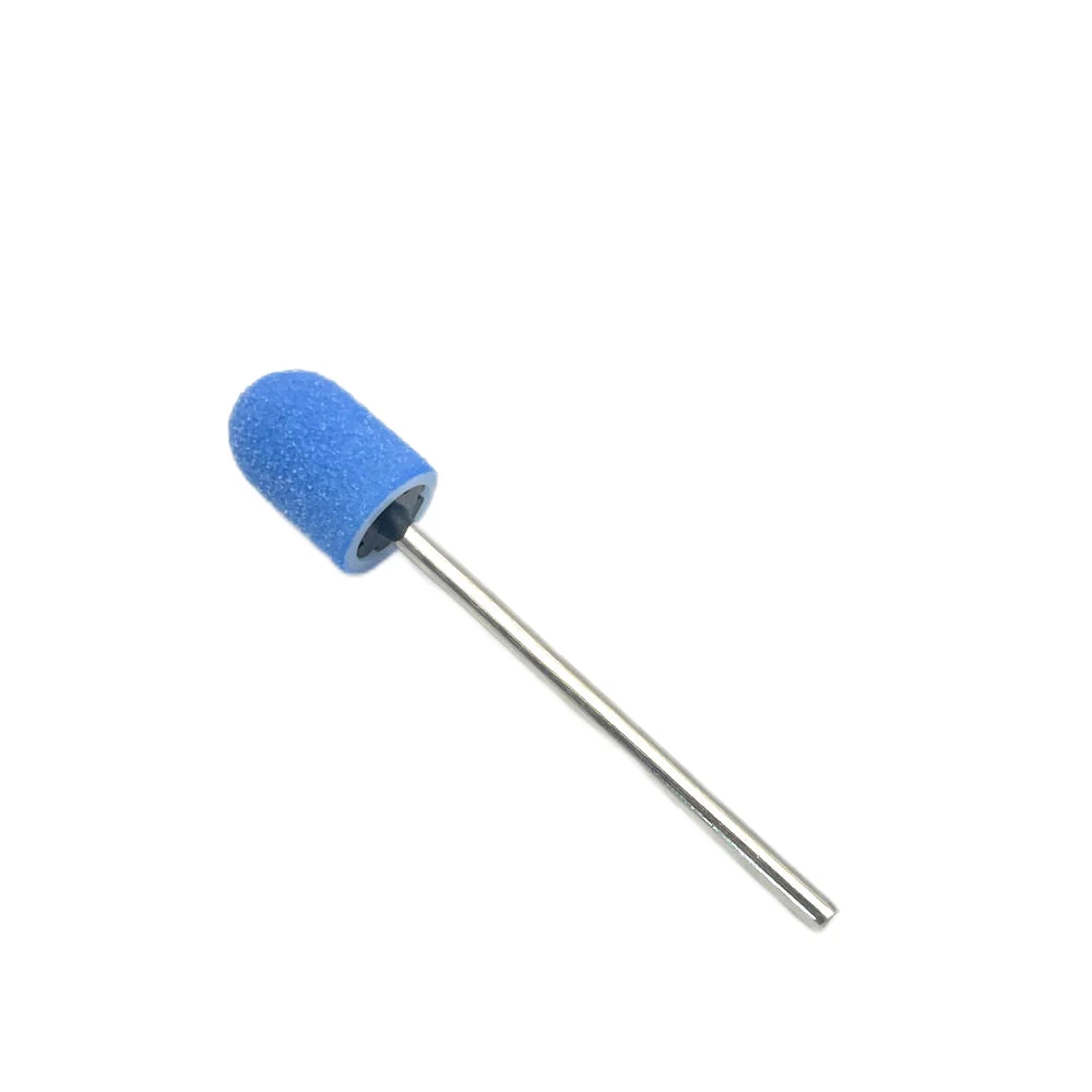 5pcs Blue Nail Sanding Caps With Rubber Nail Drill Bit Electric Nail Clean Burr Rotary Gel Polish Burr Accessories Tools