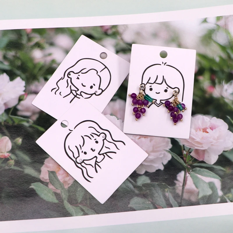 20pcs 5x7CM Girl Head Jewelry Package Card Paper Earring Display Tag Card Longer Earring Holder Card Jewelry Package