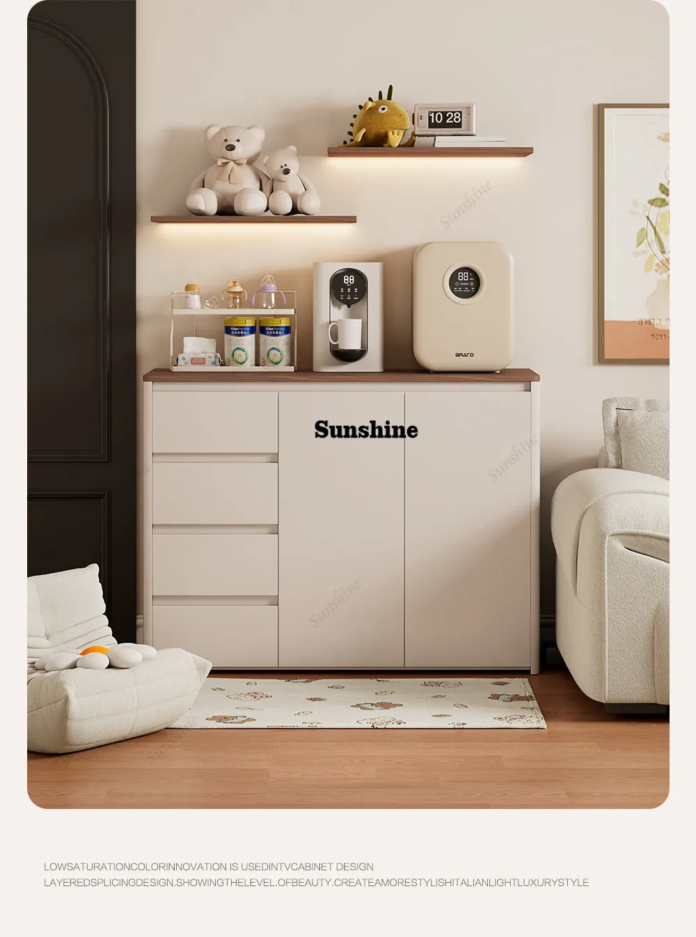 Small apartment wardrobe master bedroom bedside multi-functional baby feeding table storage cabinet