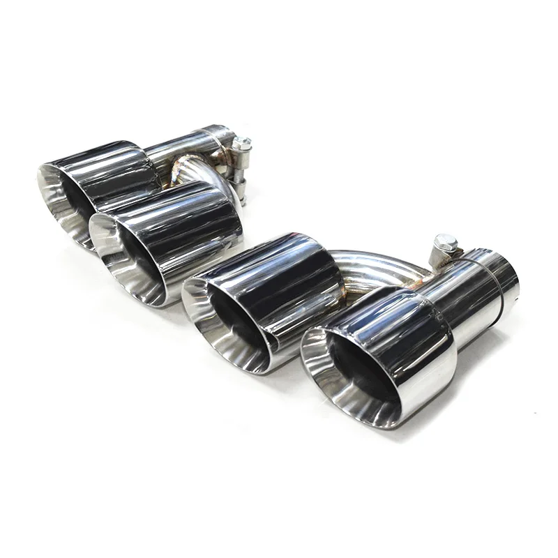 1 Pair H Shaped Quad Exhaust Tip Car Universal Dual H Type Exhaust Pipe Stainless Steel Muffler Tips Tailpipe