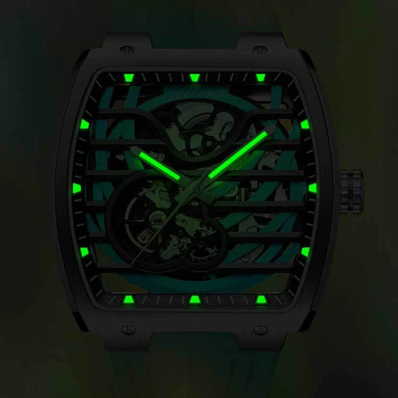 AILANG Fashion Skeleton Design Mechanical Watch for Men Silicone Waterproof Luminous Automatic Mens Watches Top Brand Luxury