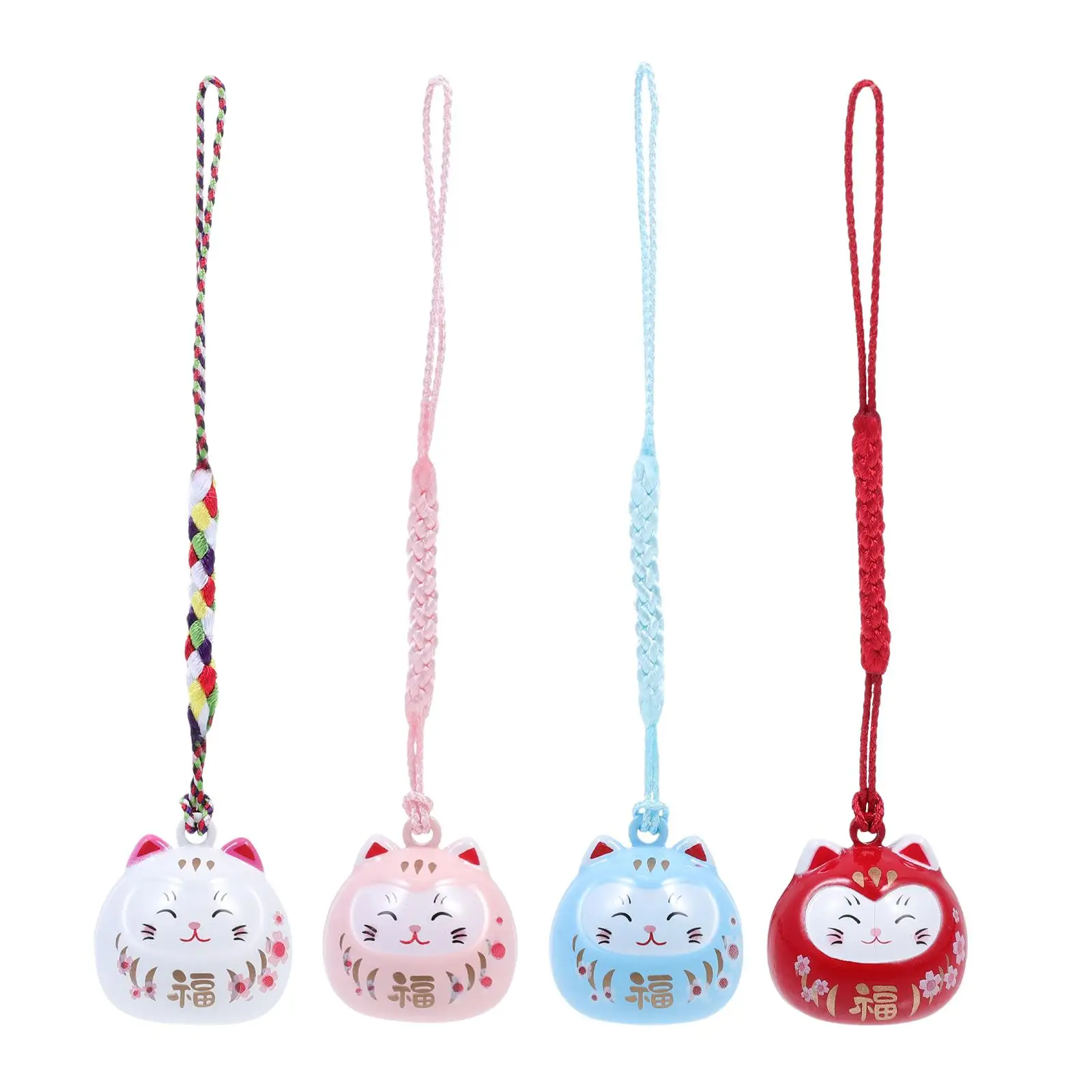 

4 Pcs Ornament Auspicious Cat Pendant Japanese Wealth Cellphone Strap Key Lanyard