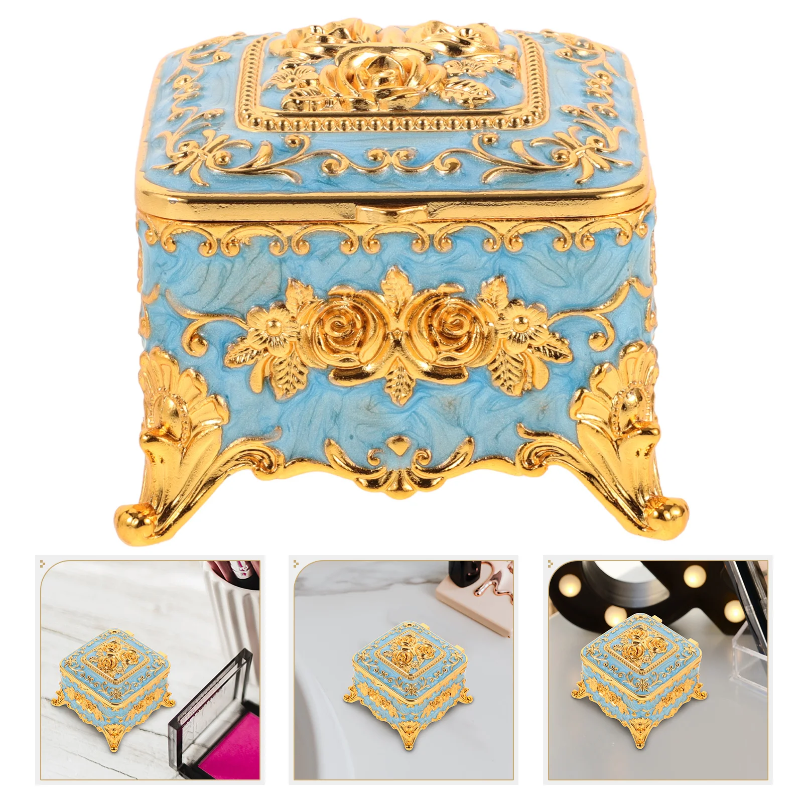 

Delicate Jewelry Storage Box Retro Style Enamel Trinket Holder for Bracelet Ring Earrings Desktop Organization Elegant Gift