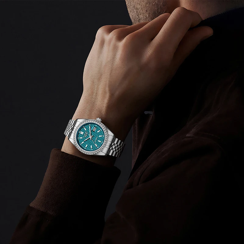 ساعة رجالي LIGE فاخرة موضة مقاومة للماء مضيئة بحزام من الفولاذ المقاوم للصدأ ساعة ميكانيكية للرجال ساعة يد relogios masculino + BOX