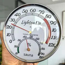 Lighten Up Stainless Steel Thermometer Hygrometer for Sauna Room Temperature Humidity Meter