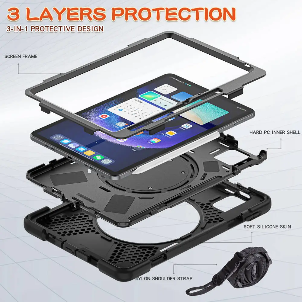 حافظة آمنة للأطفال مضادة للصدمات + حافظة حماية من السيليكون بحزام الكتف لهاتف Xiaomi Pad 6 Pad6 11 بوصة 2023 #3