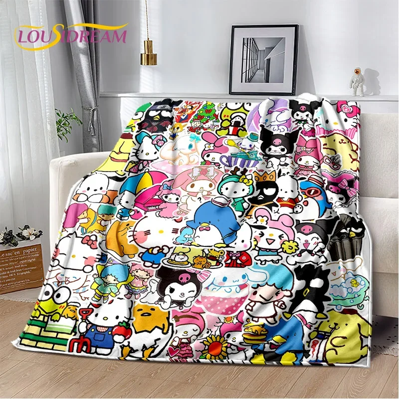 귀여운 헬로 키티 만화 산리오 고양이 담요, 플란넬 소프트 스로우 담요, 가정 침실 침대 소파 피크닉 사무실 어린이 선물 소녀, 3D