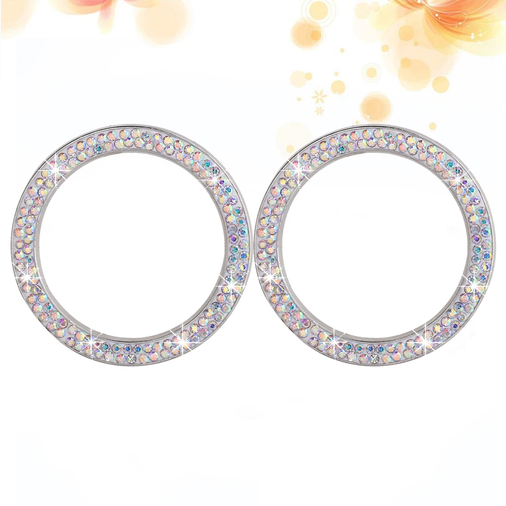 

2pcs Car Ignition Button Ring Sticker Engine Start Stop Decal Crystal Rhinestone Bling Decorative Ring For Vehicle Car Engine