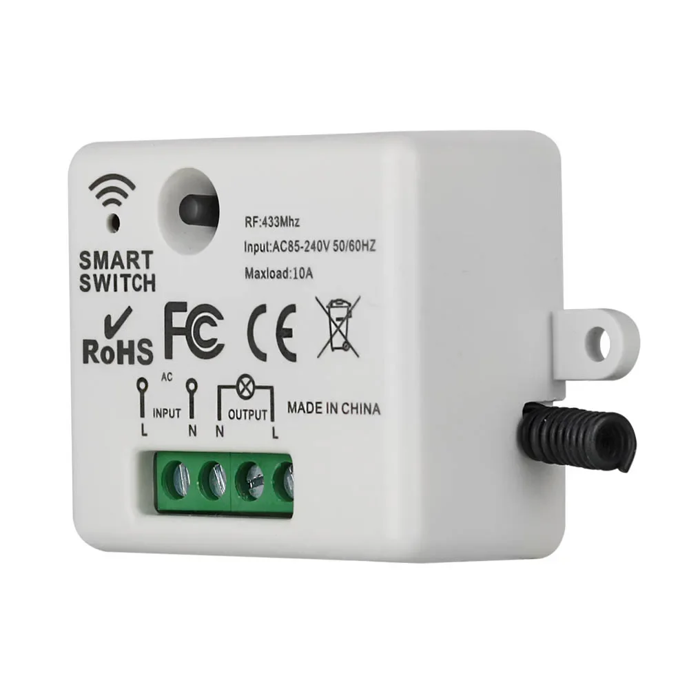 433 ميجا هرتز العالمي لاسلكي للتحكم عن بعد التبديل 110 فولت 220 فولت 10A التتابع استقبال صغير التحكم عن بعد للمنزل مصباح ليد مصباح #1