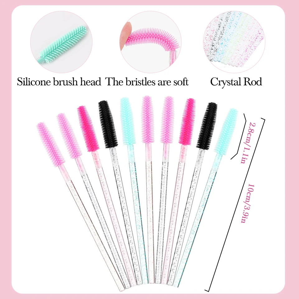 Boxed Silicone Mascara Wands Applicator Disposable Mini Apple Lash Brush Comb Micro Crystal Eyebrow Spoolies Beauty Makeup Tools