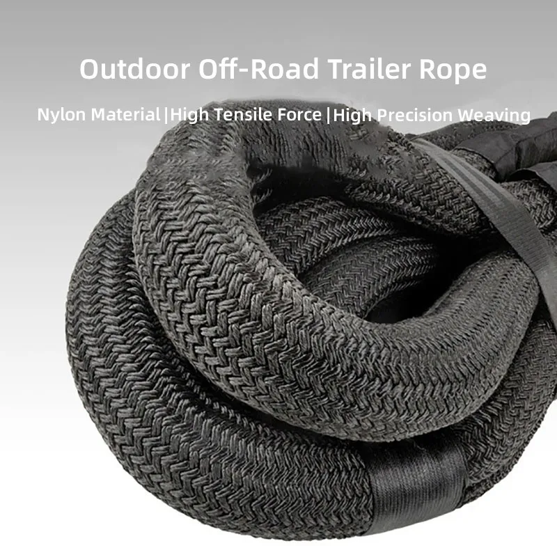 40mm*9m Heavy Duty 35000KG/77100LBS Kinetic Recovery Rope Off-Road Emergency Rescue High Tensile Force Towing Rope Soft Shackle