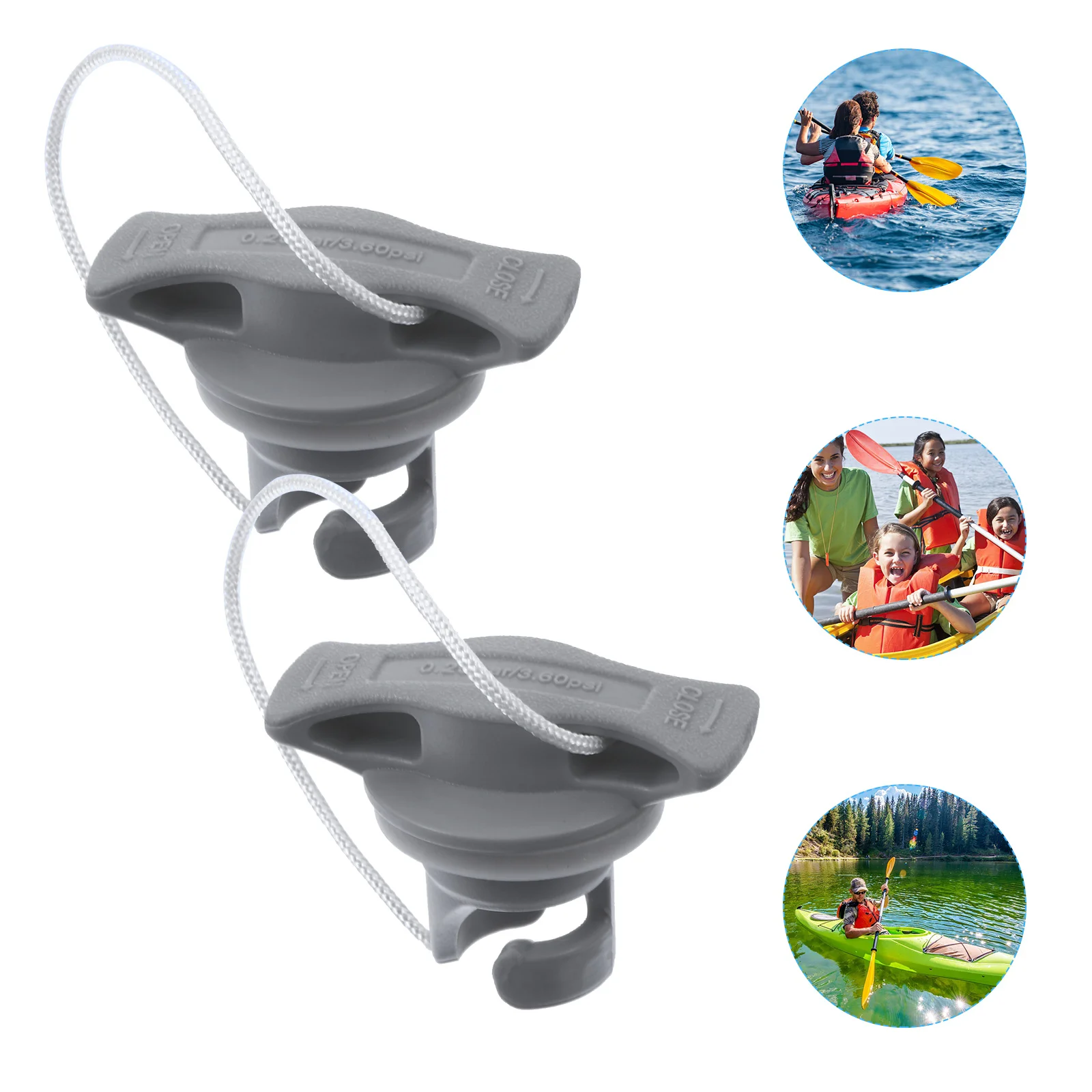 2 Pcs Inflatable Boat Rotary Bonnet Kayak Adapter Cover Air Mattress Cap Light Grey Child