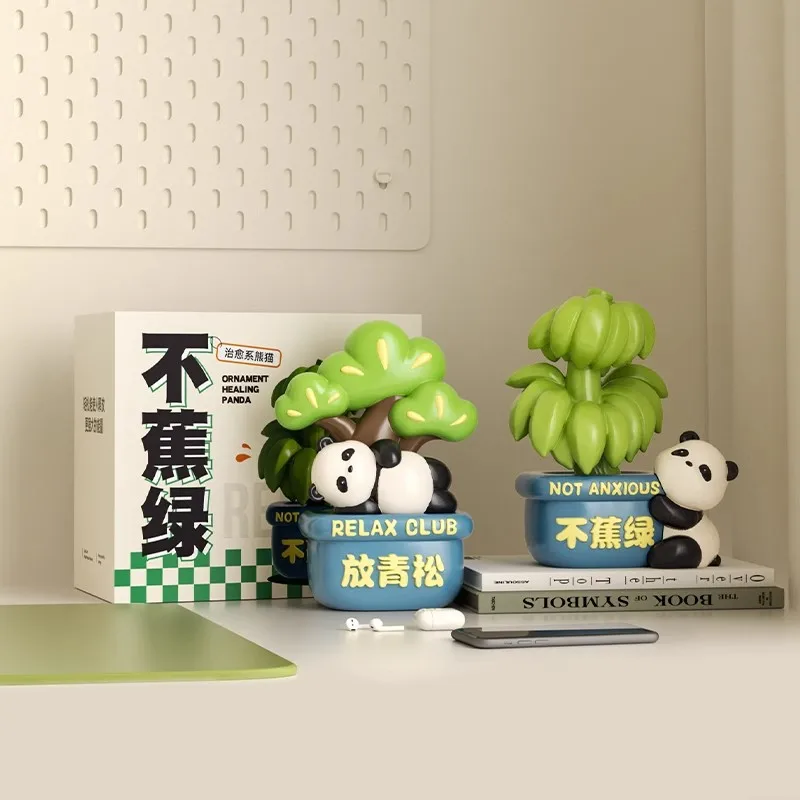 Panda Office Desk Decoration Green Prohibit Anxiety Relax Mood Stabilizer Artifact Cultural Souvenirs Decompression Gift Desk