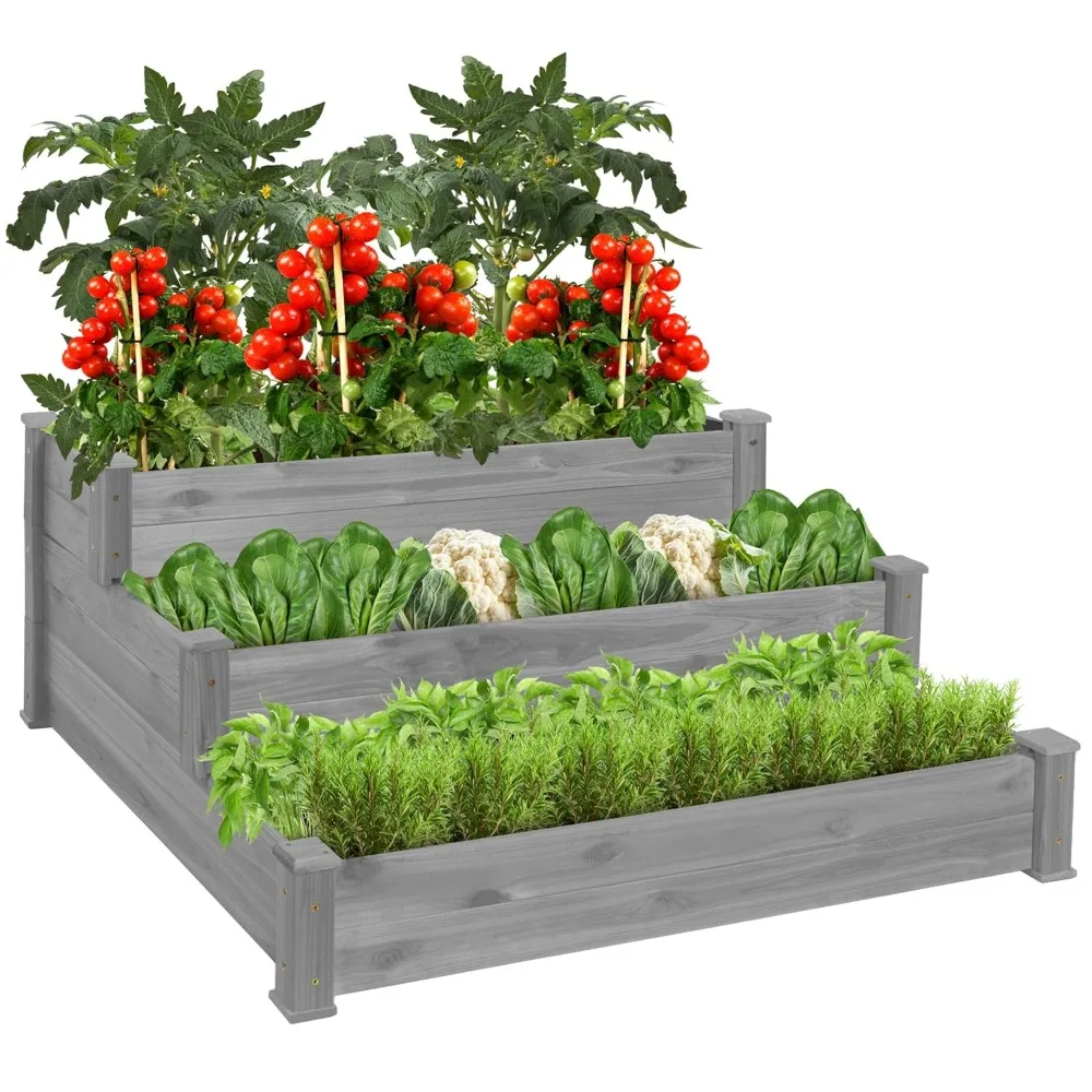 

3-Tier Fir Wood Raised Garden Bed Planter Kit, Customized
