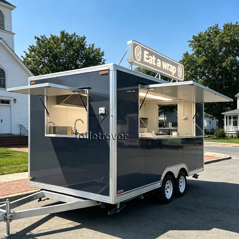 

Street Mobile Carros Food Truck Storage Waffle Crepe Dessert Food Cart Trailer Pancake Donut Mini Food Trailer with Full Kitchen