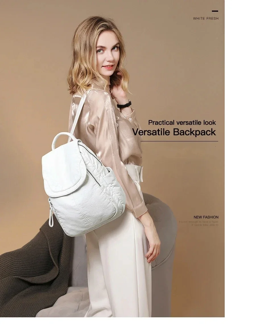 2026 Vintage-Rucksack aus gewaschenem Leder für Teenager-Mädchen, kleine Schultasche, lässiger Tagesrucksack, geräumiger, kompakter Reiserucksack – Detail 1
