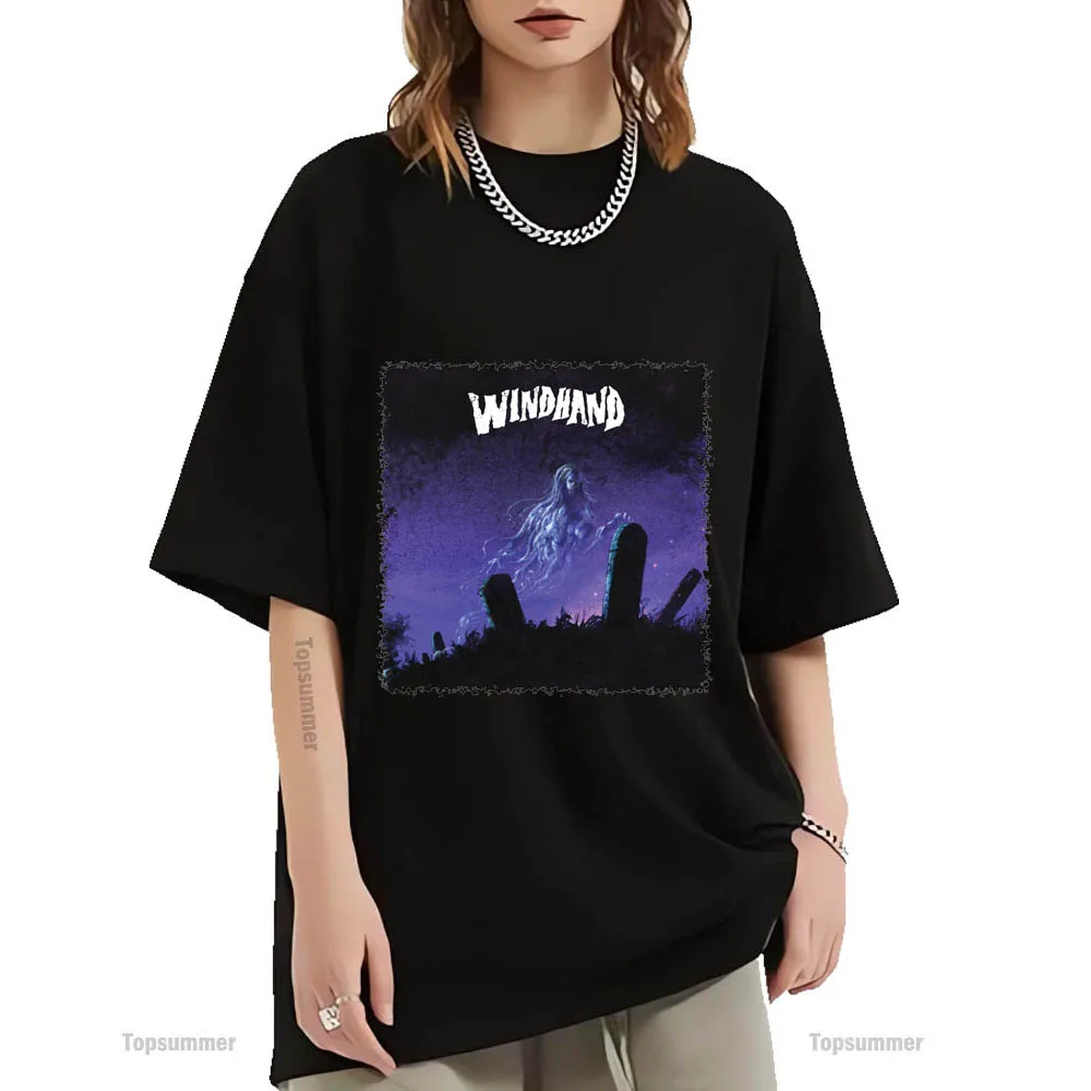 Homens e mulheres Windhand Album T-shirt, Tops Oversized, Goth Rock, Black, Tour