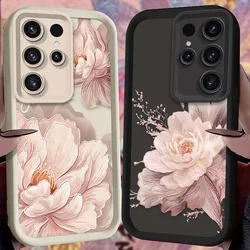 Luxury Pink Lotus Flower Matte Phone Case for Samsung Galaxy S25 S24 S23 Ultra S22 S21 Plus FE 5G A54 A34 A14 A73 A53 A33 5G