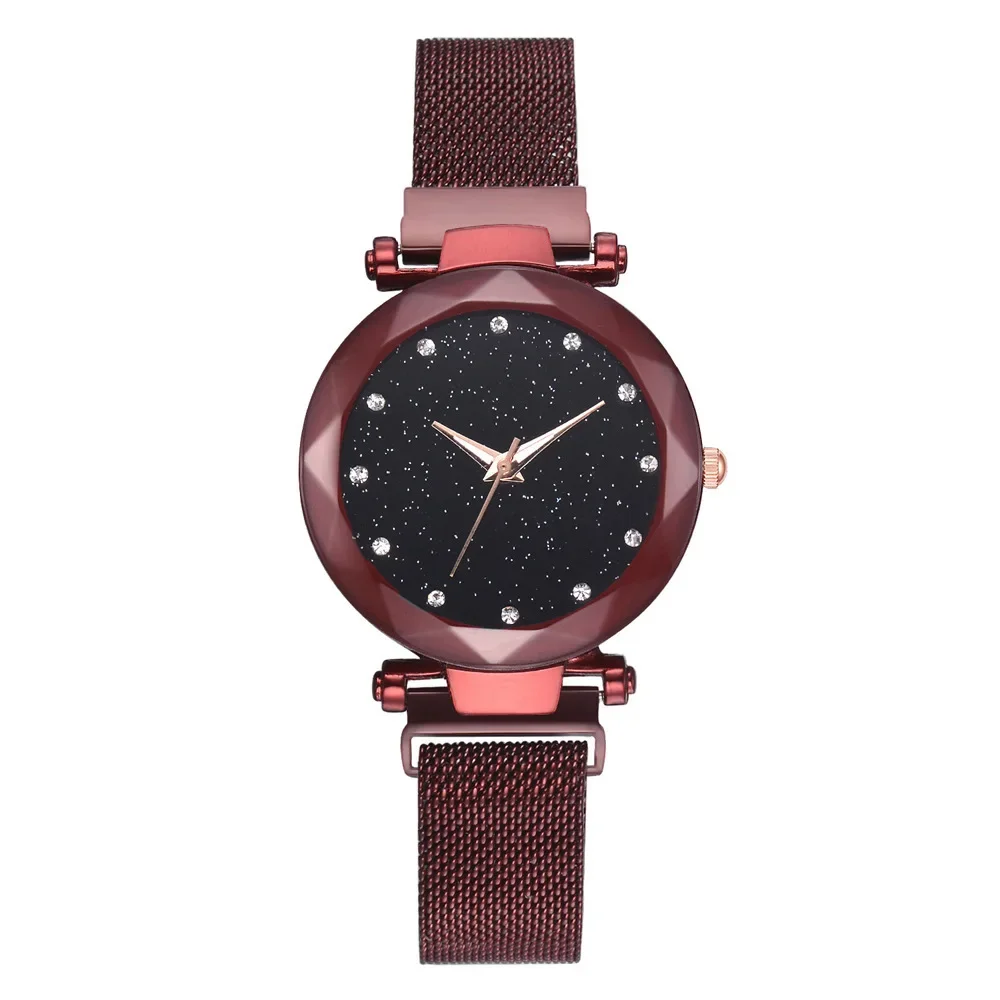 Women Magnet Watch Stainless Steel Mesh Band Starry Luxury Ladies Quartz Watches Quartz Wristwatches for Women Relogio Feminino