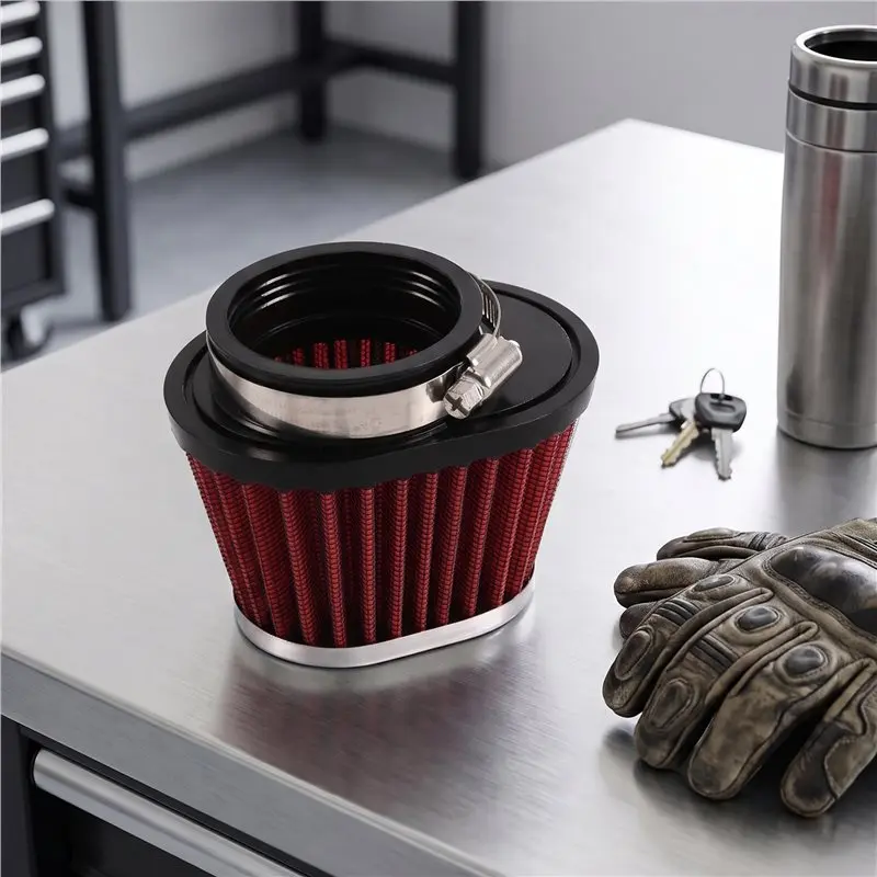 A95E-Universal Red Car Motorcycle Air Filter 1Pcs Round Tapered Mushroom Head 51Mm 2 Inch Intake Filter