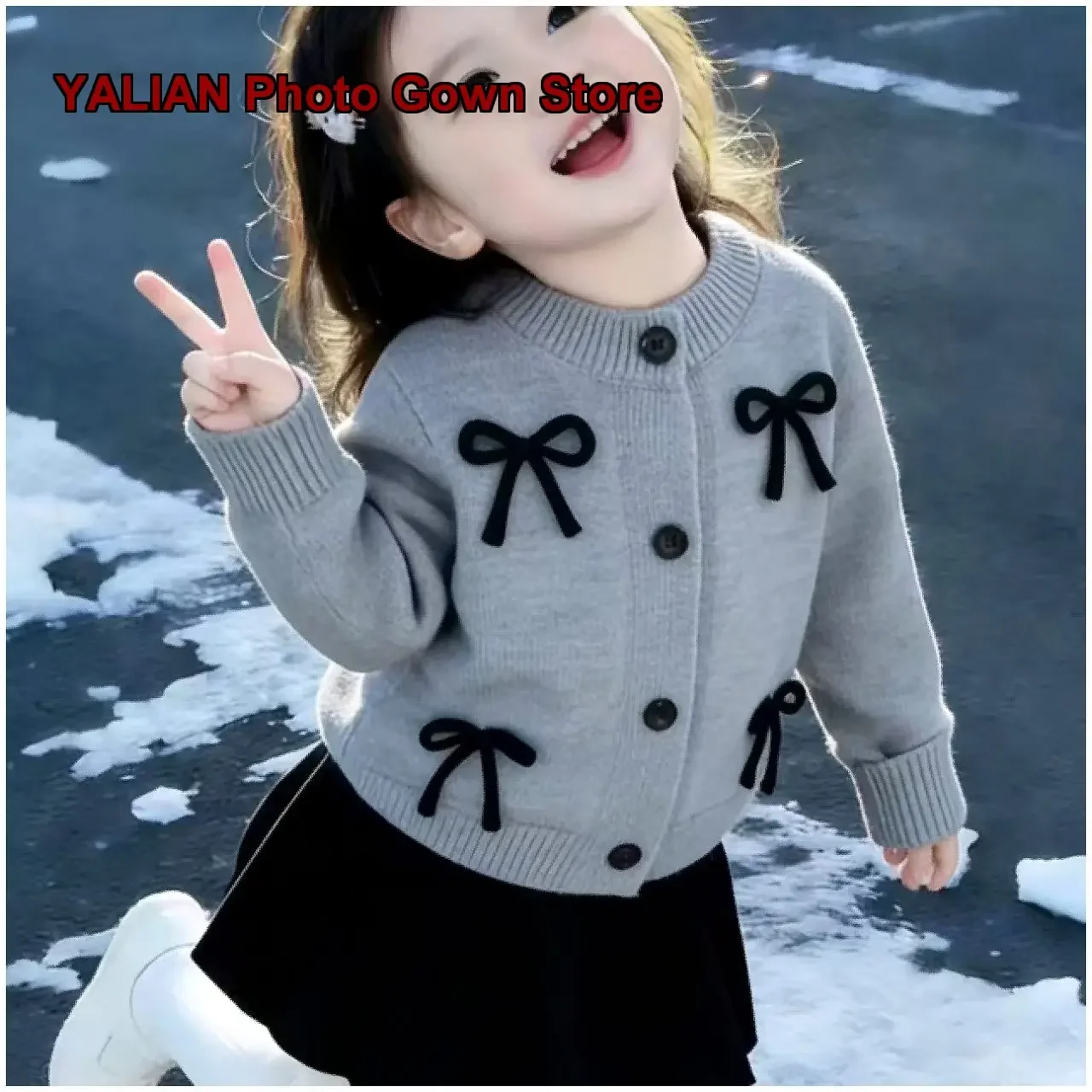 Girls Spring Knit Cardigan Kids Early Spring Cute Wear Long Sleeves Thin Breathable Tops