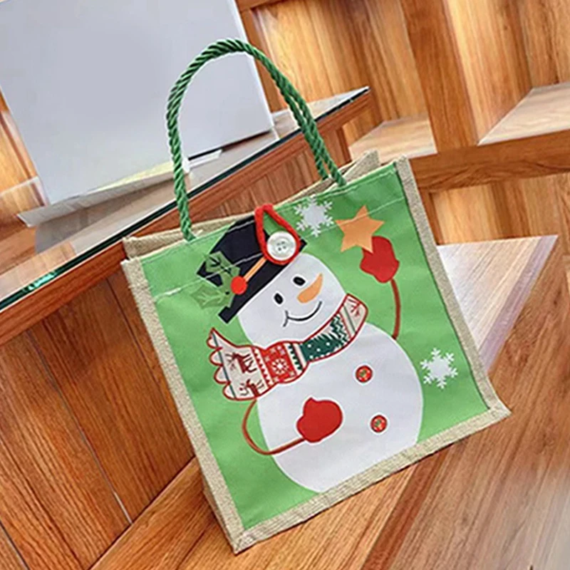 Casual Cartoon Cute Christmas Printed Handbag New Fashionable Woven Bag