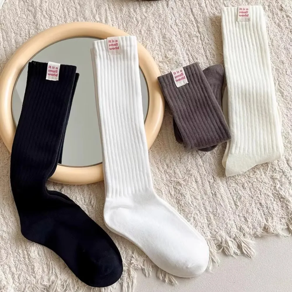 Fashion Pure Cotton Knee-high Socks Solid Color Keep Warm Lower Leg Socks Foot Warmers Fall Winter