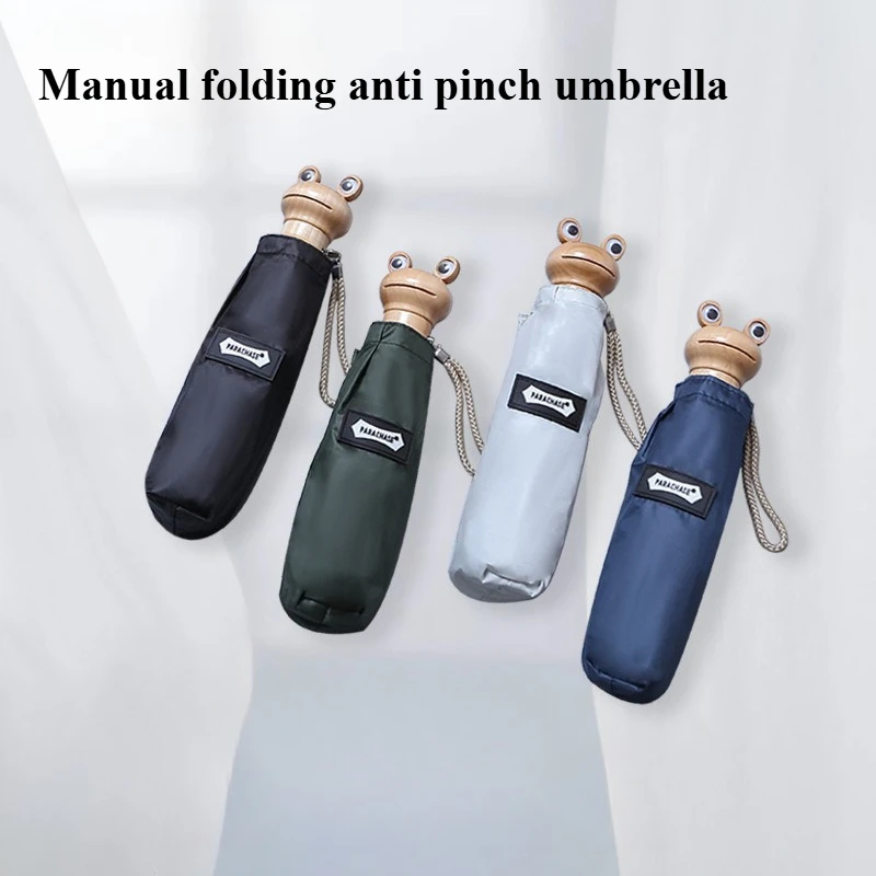 

Ручной складной зонт с защитой от защемления пальцев, карманный зонт-лягушка, солнцезащитный зонт для солнечных дней