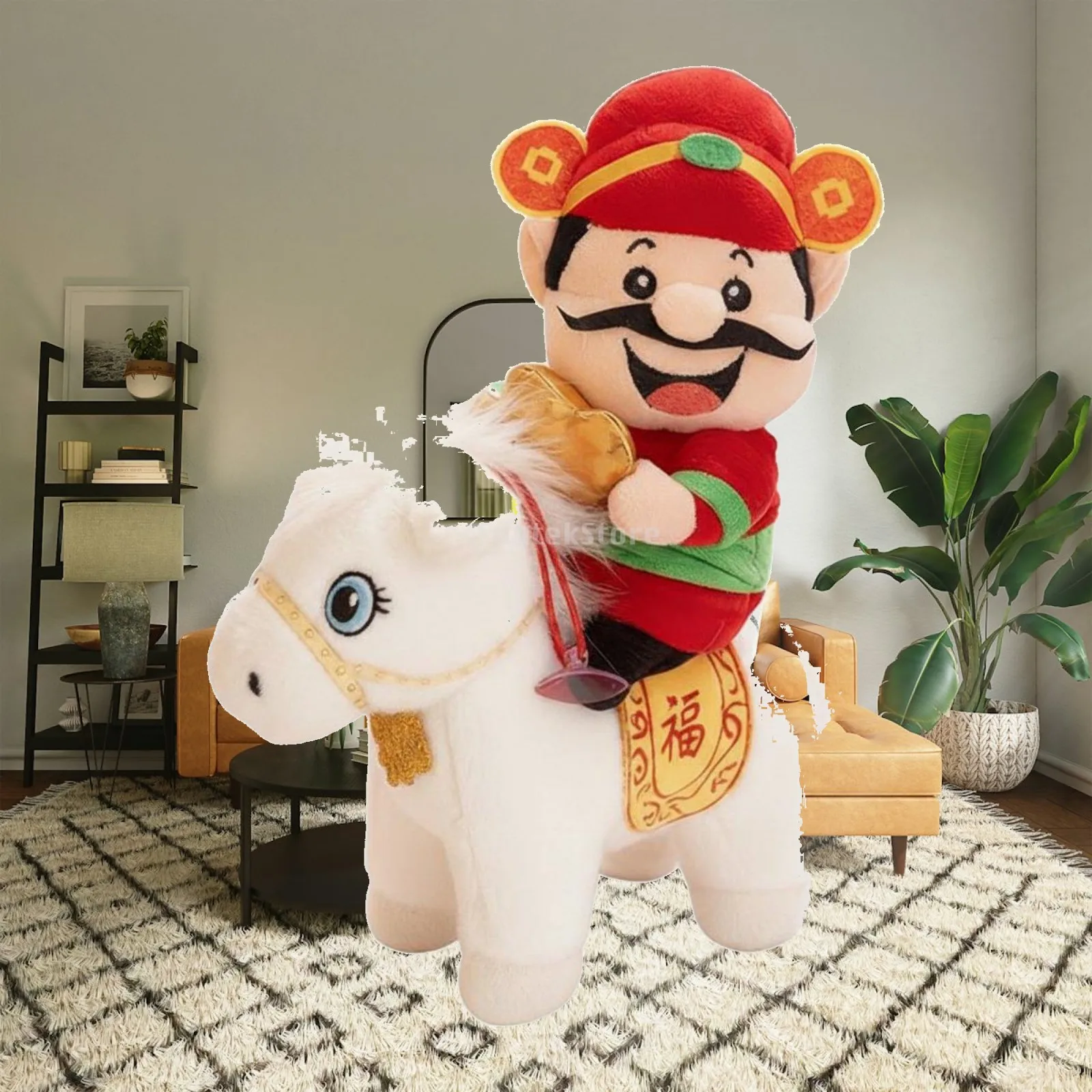 Cuddly Horse Mascot Plush with Rotating Head for Chinese New Year Gift