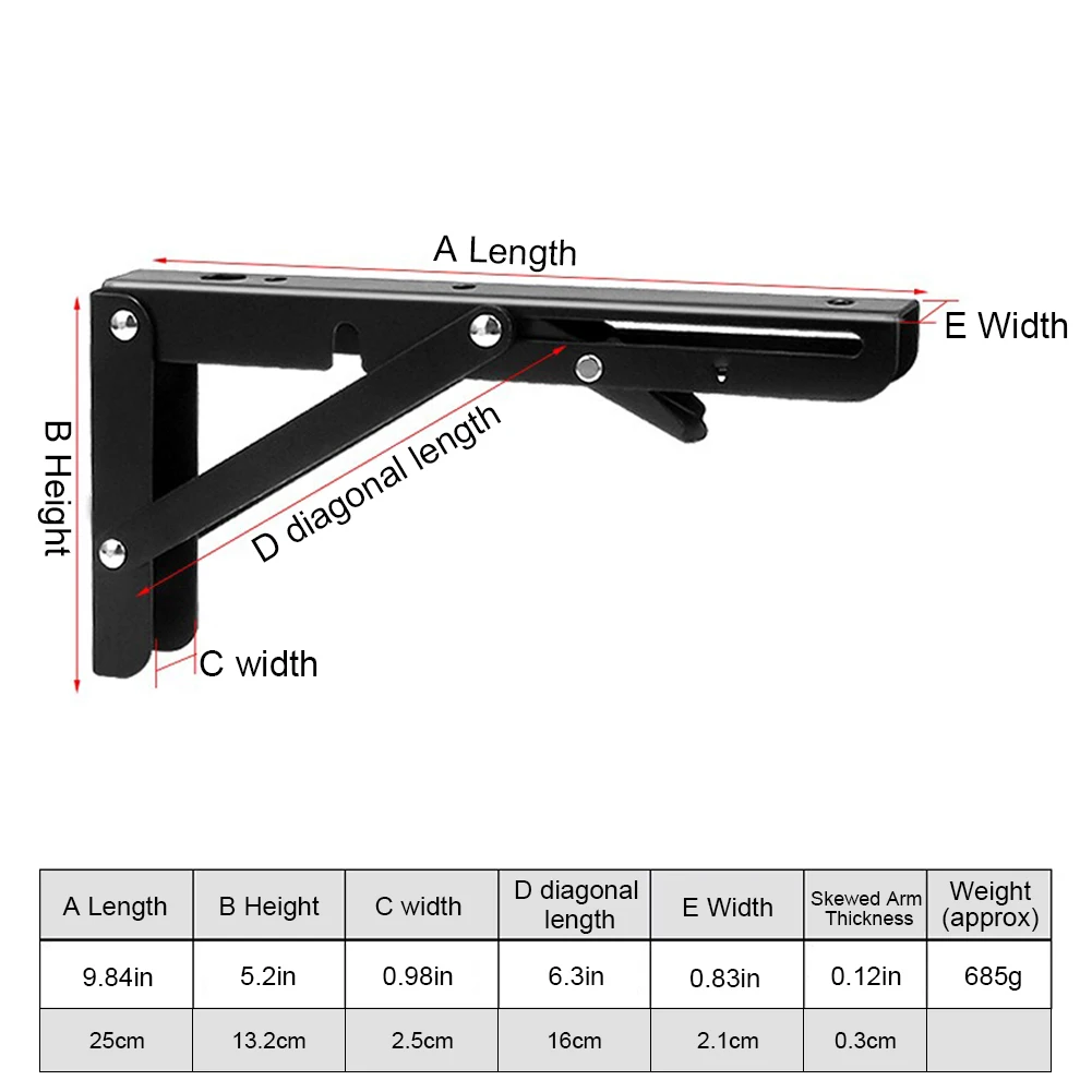 2Pcs Collapsible Shelf Bracket Stainless Steel Floating Shelf Brackets Multi-Function Workbench Support for DIY Home Table Bench