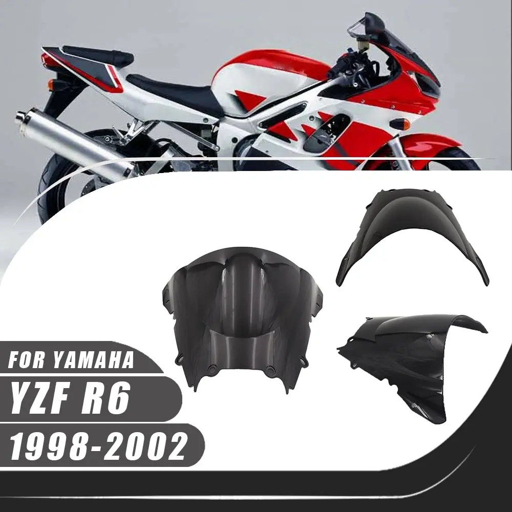 

For Yamaha YZF R6 1998-2002 Motorcycle Windshield Windscreen Wind Deflectors Black