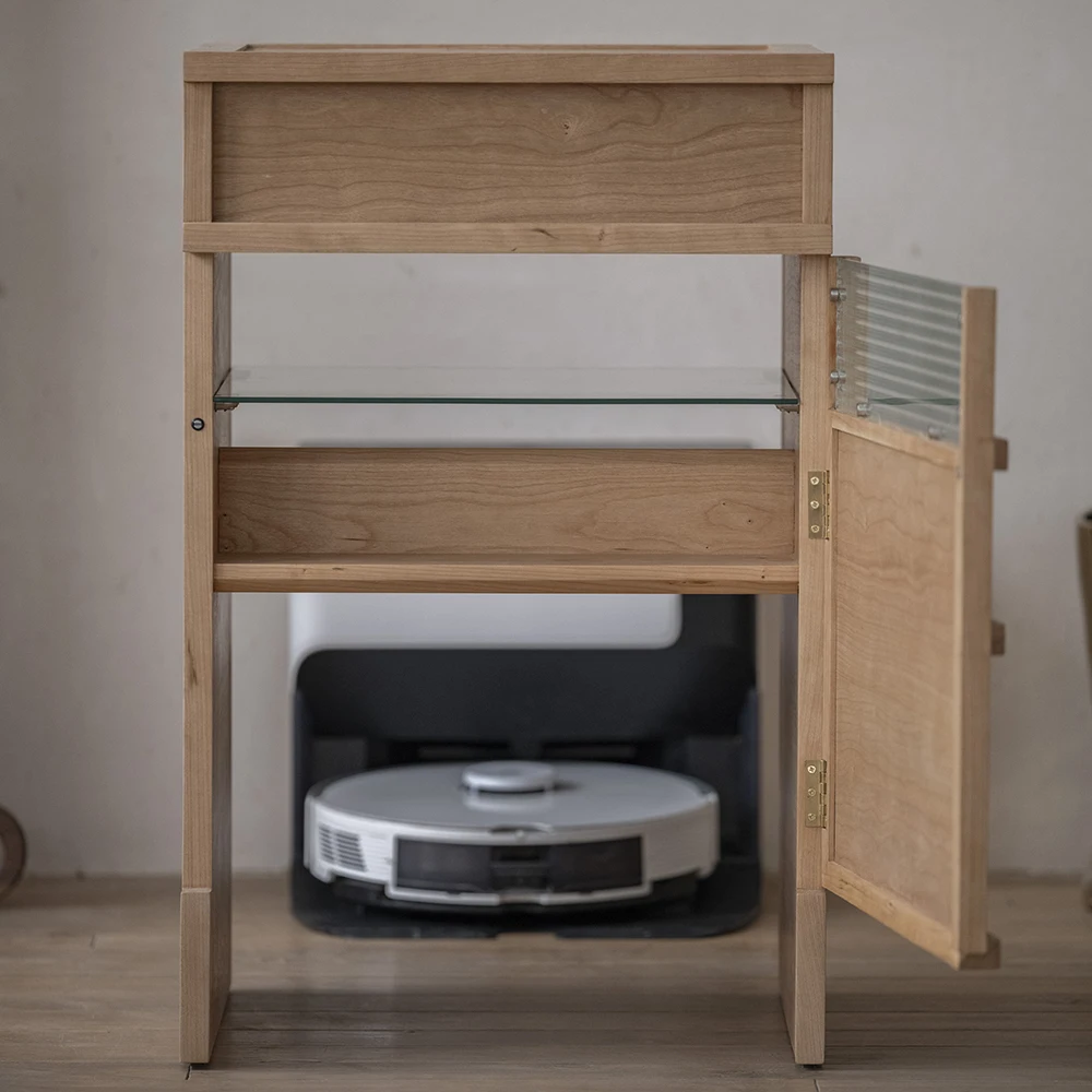 LTT Parallel Robot Vacuum Storage Cabinet Solid Wood Shield Cabinet Sofa Sideboard Retro Light Luxury Style