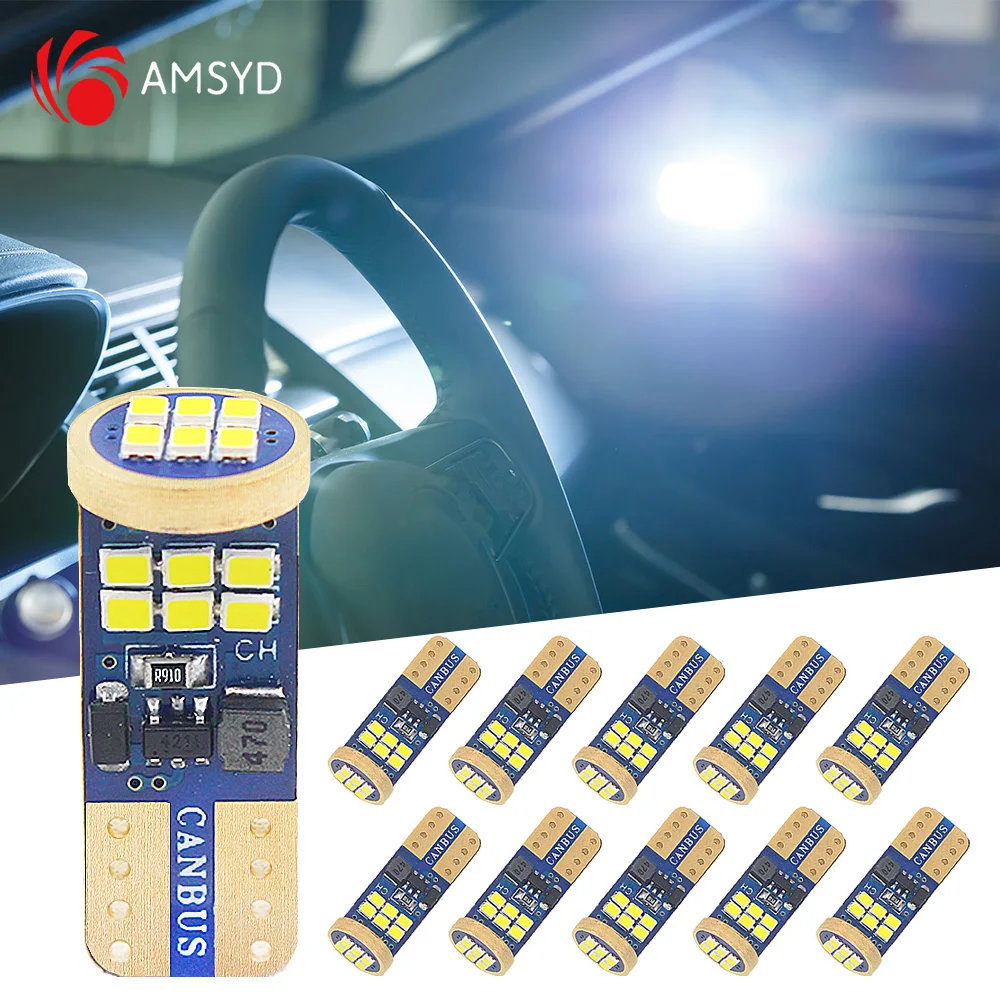 

10PCS W5W T10 Led Bulbs Canbus 4014 18SMD 6000K 168 194 Led 5w5 Car Dome Reading License Plate Reading Lamp 9-36V