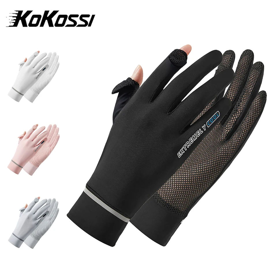KoKossi Summer Women's UV Protection Gloves Touch Screen Breathable Ice Silk Gloves Outdoor Driving Riding Thin Suncreen Gloves
