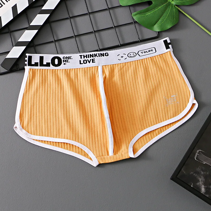 Effen Katoenen Boxershort Heren Bolle Buidel Slipje Mid Taille Ademende Jeugd Mode Comfortabele Ondergoed Slipje Aro Broek