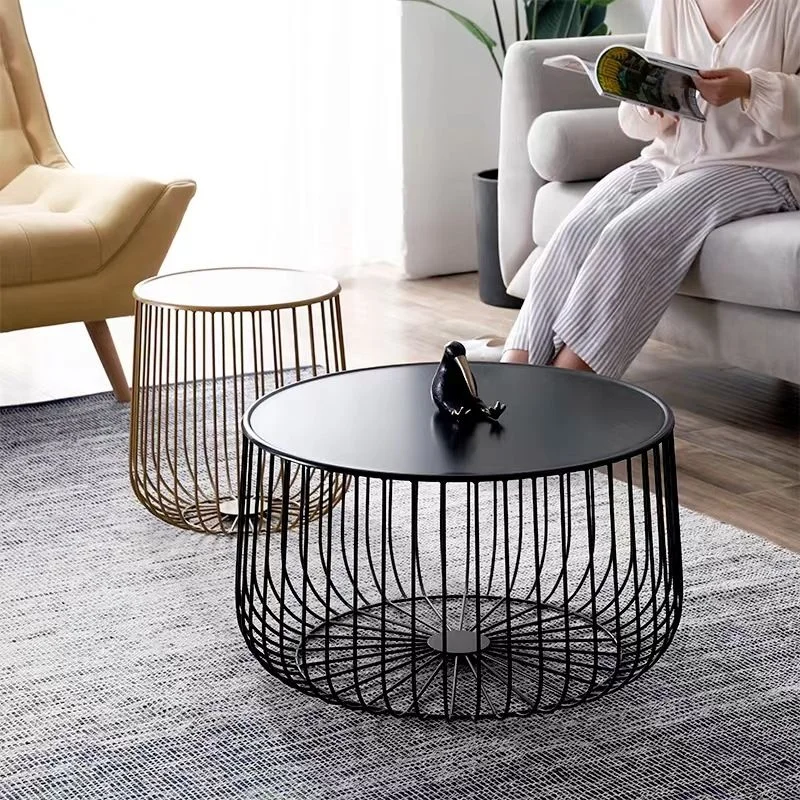 Nordic Simple Iron Pumpkin Tea Table Industrial Style Art Side Table Light Luxury Bird Cage Shape Coffee Tables Living Room Ins