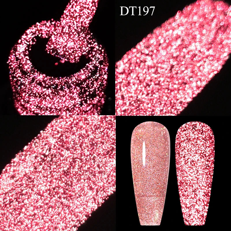 MEET ACROSS 7ml Reflective Glitter Gel Nail Polish Purple Pink Long-Lasting Soak Off Gel For Manicure Nail Supplies DIY Vernis