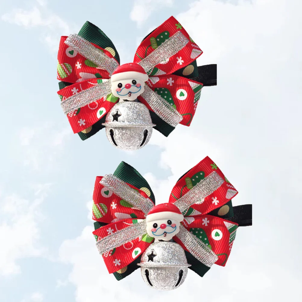 

2Pcs Adjustable Pet Bowknot Collar Christmas Festival Bow Tie Collar Bell for Dog Cat Rabbit Pet Bow Tie Party Supplies