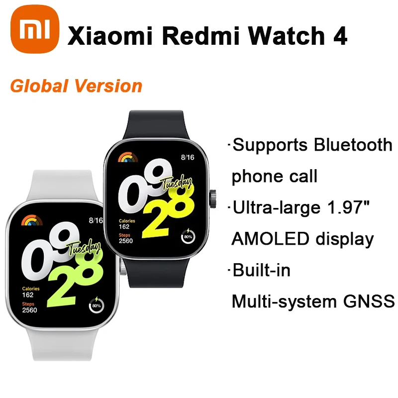 

Global Version Xiaomi Redmi Watch 4 1.97''Display 20 Days Battery Life 150+ Sport Watch Modes Bluetooth Voice Call Smart Watch