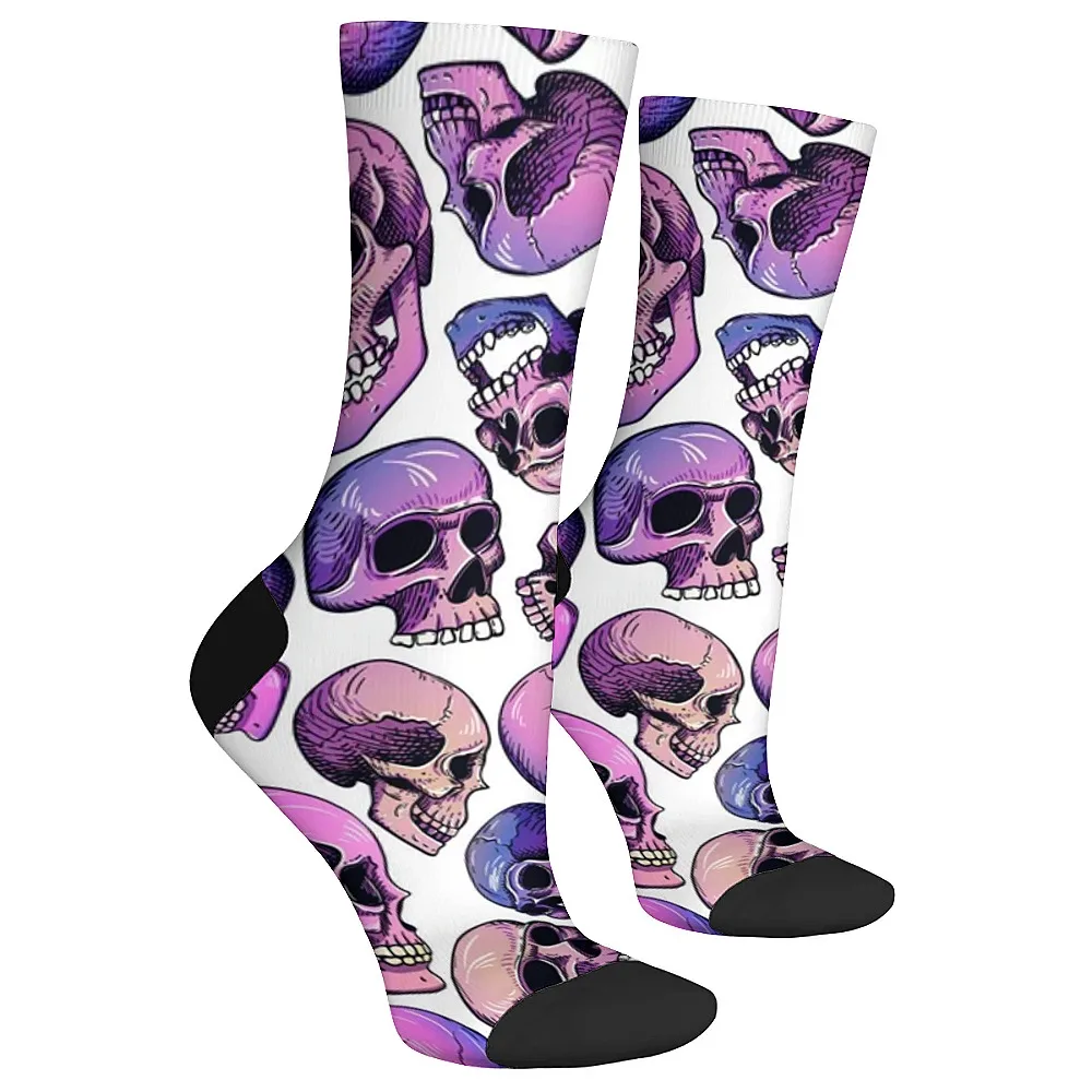 Calcetines de tubo medio novedosos y versátiles con patrón de esqueleto, estilo versátil, transpirables y cálidos, regalo perfecto