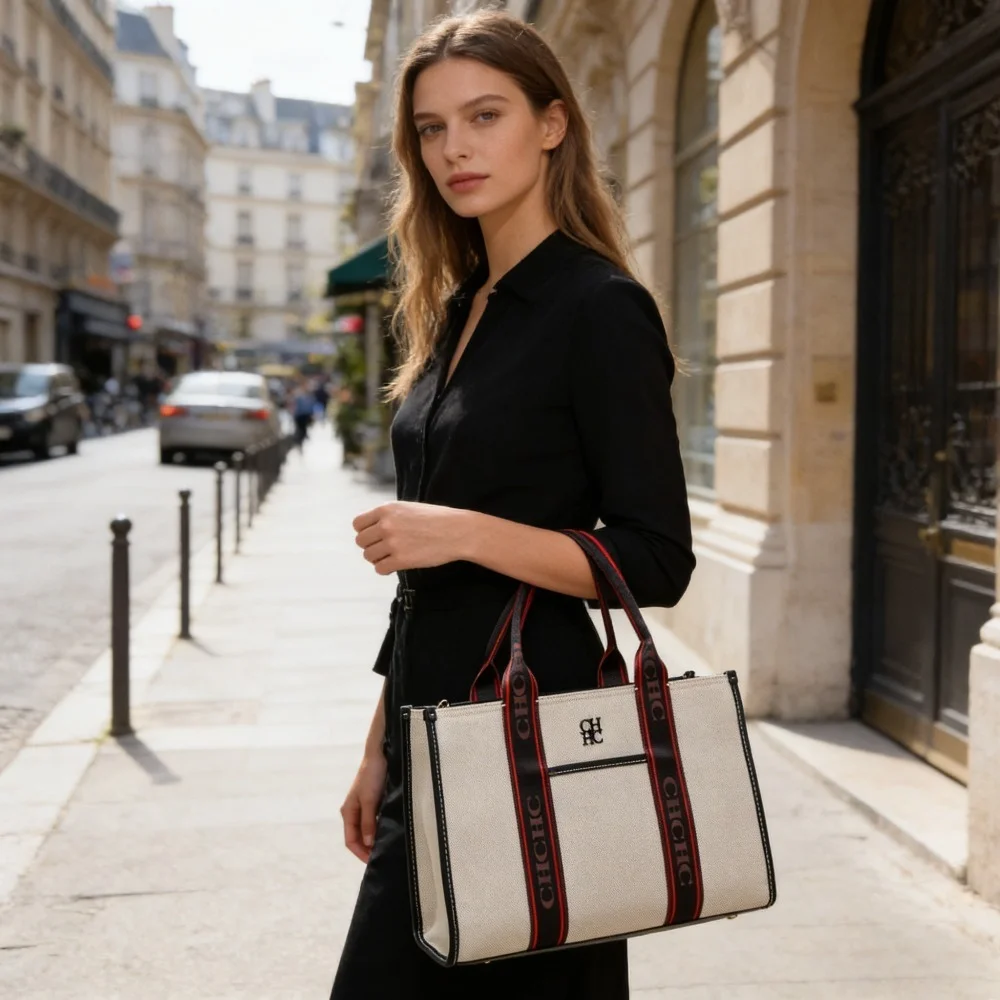 

CHHC Новая модная холщовая сумка-тоут для женщин, минималистичный классический дизайн, большая вместительная сумка через плечо