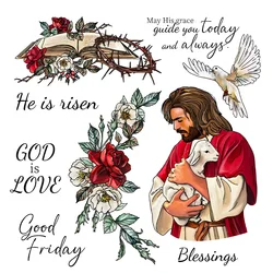 Mangocraft Good Friday Jesus And Flowers Cutting Dies Clear Stamp DIY Scrapbooking Metal Dies Silicone Stamp For Cards Albums