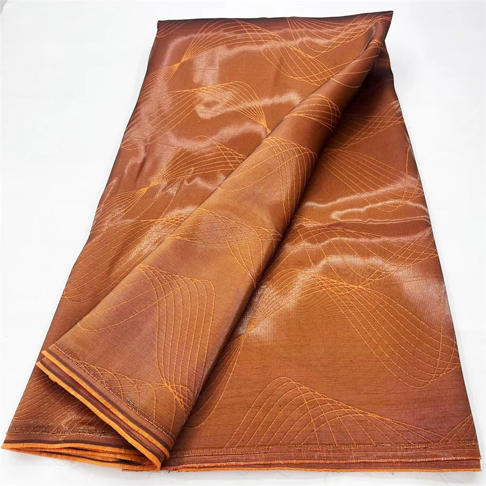 

Nigerian Gilding Gold Bomming Brocade Organza Fabric High Quality African Fabric Embroidery Jacquard Tissue French OR446332