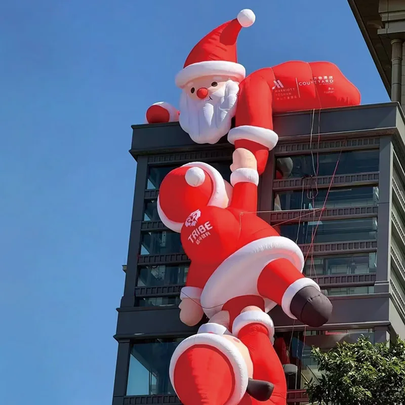 Inflatable Santa Claus with Blower for Outdoor Shopping Mall Christmas Festival Decoration Props Square Size