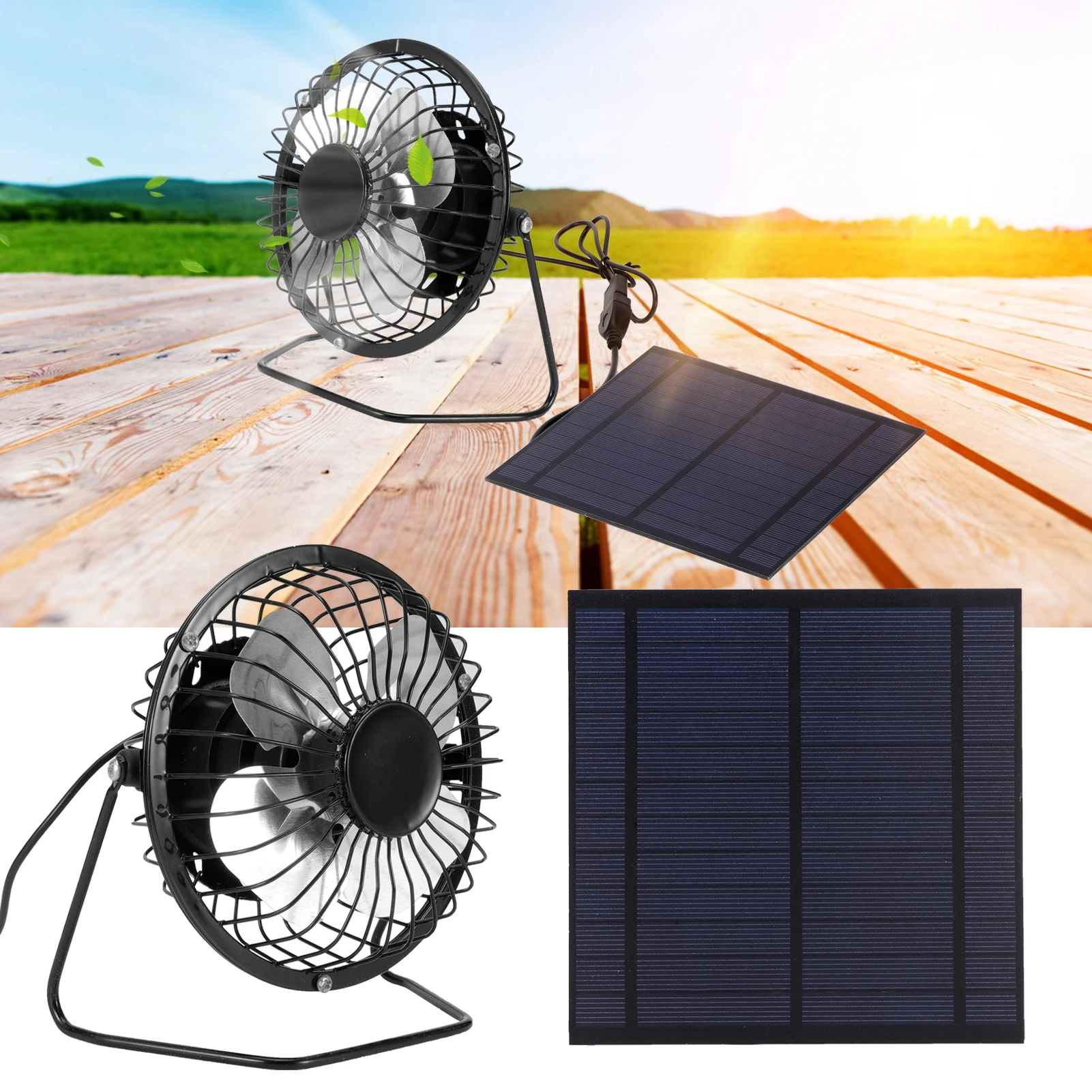 Solar Panel Cooling Fan 5W  Solar Panel with Portable Cooling Fan Photovoltaic Solar Panel Set for Greenhouse Portable Fan