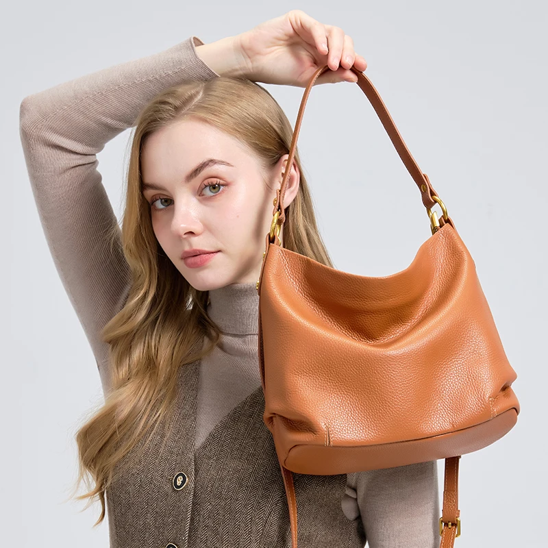 

Women's Top-grain leather Tote Bags Female Retro Cowhide Large Capacity Underarm Shoulder Bag Ladies Luxury Designer Handbag