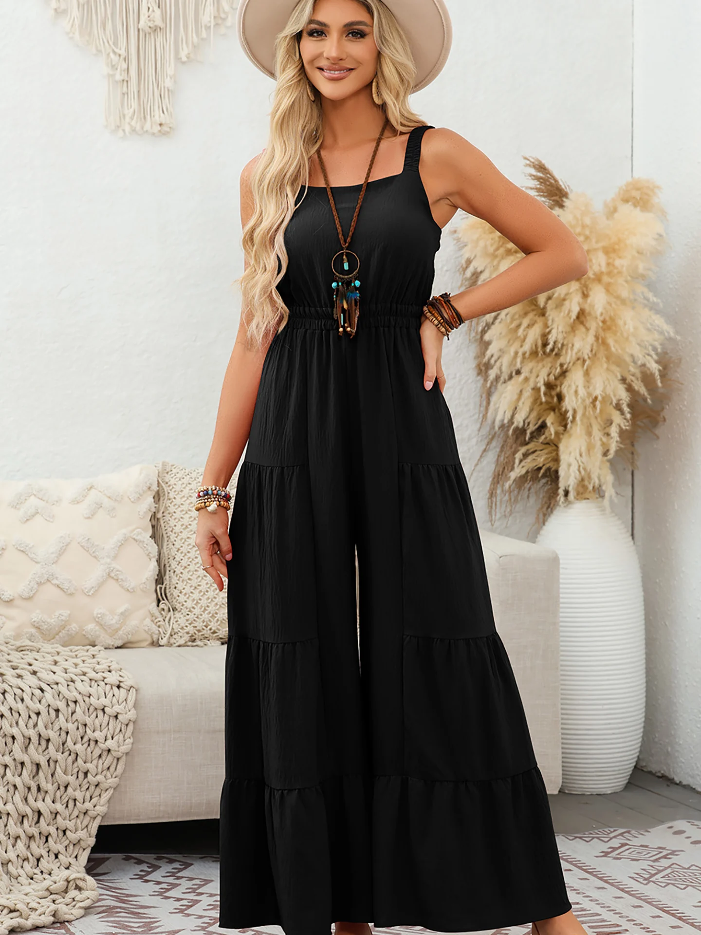 

DearLover Женский летний комбинезон с цветными бретелями, квадратным вырезом, завышенной талией, скрывающий живот, цельный комбинезон-брюки